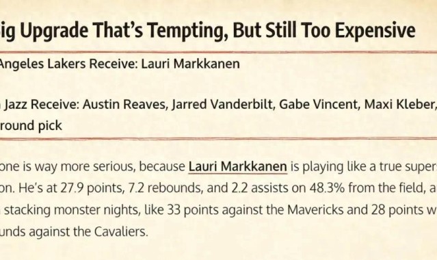 开云官网首页-5换1交易方案出炉，场均28+7前锋加盟湖人，驰援詹姆斯？